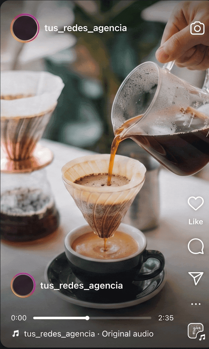 Publicación de Instagram gestionada por el equipo